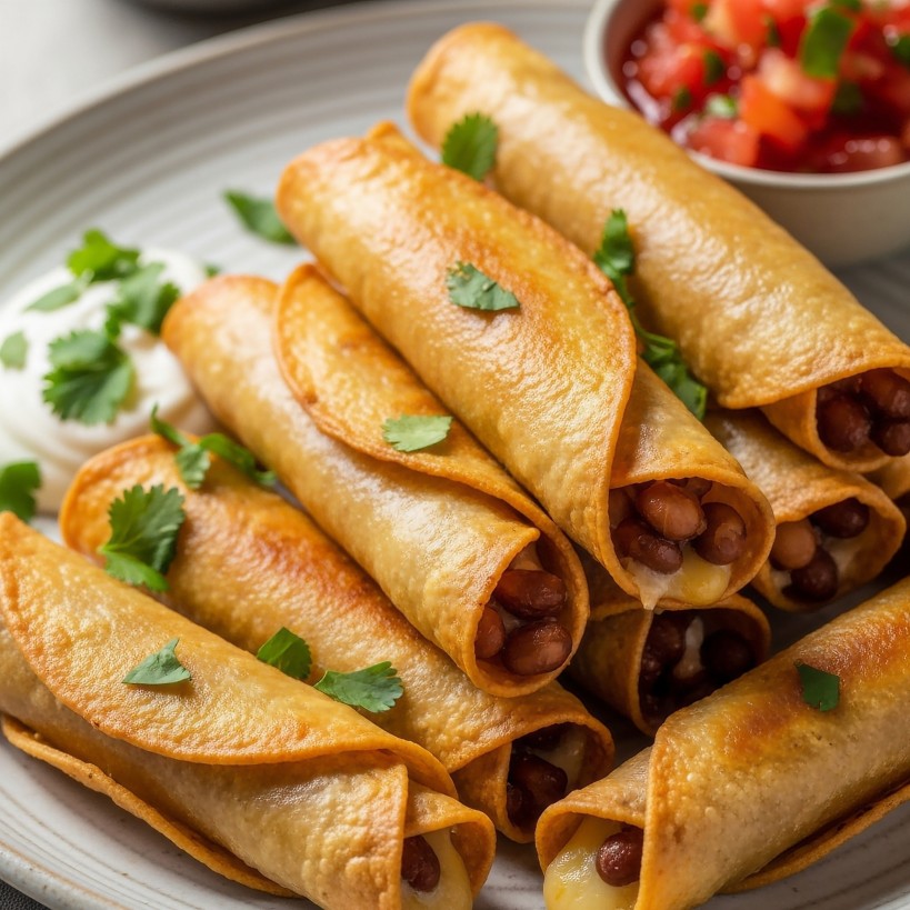 Baked Bean and Cheese Taquitos