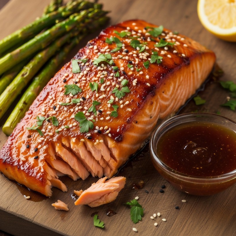 Hone Garlic Glased Salmon