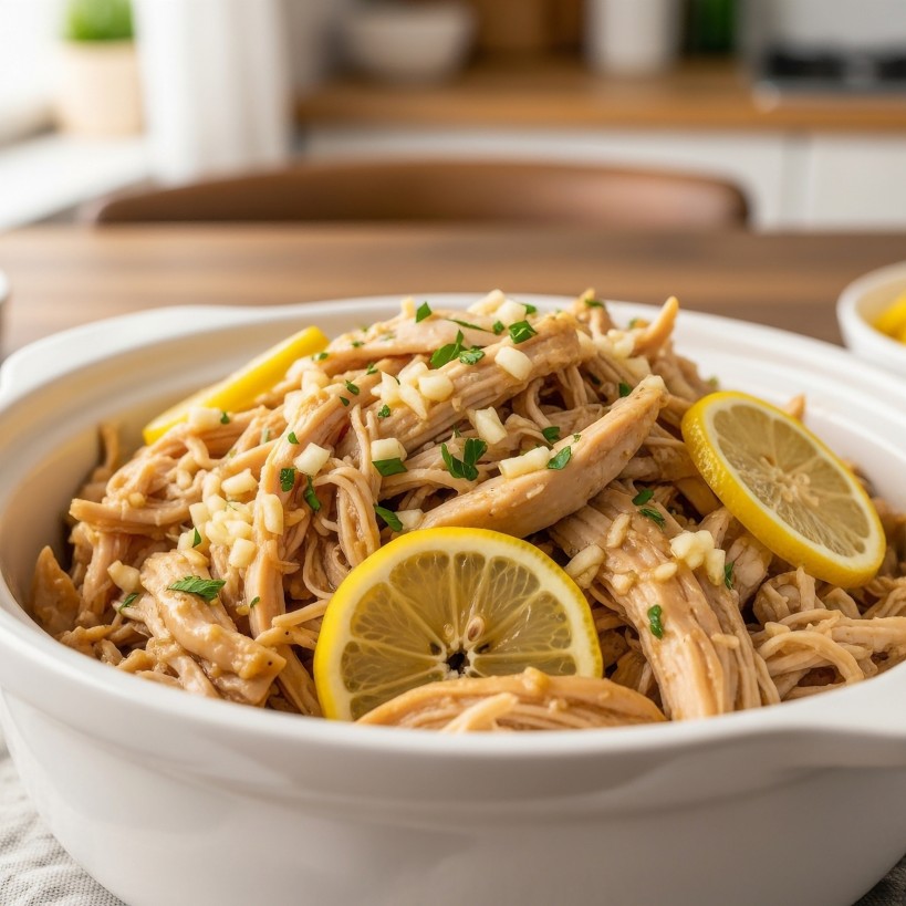Slow Cooker Lemon Garlic Chicken